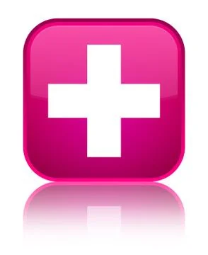 Plus icon special pink square button 스톡 일러스트