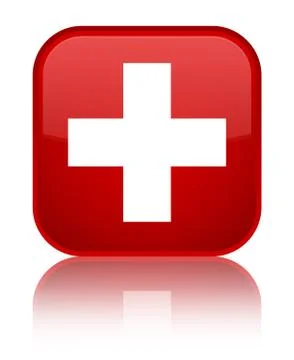 Plus icon special red square button Illustrazione stock