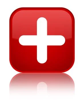 Plus icon special red square button Stock Illustration