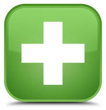 Plus icon special soft green square button Stock Illustration