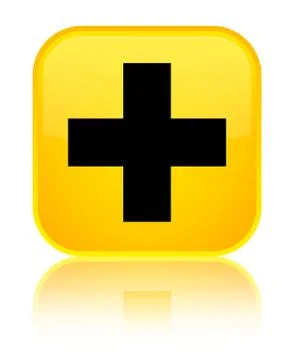 Plus icon special yellow square button Illustrazione stock