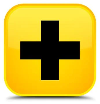 Plus icon special yellow square button 스톡 일러스트