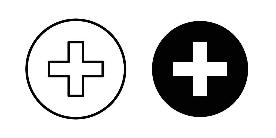 Plus icon symbol  illustration bundle in black colour 스톡 일러스트