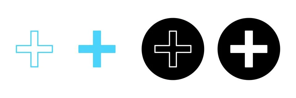Plus icon vector. Add plus sign and symbol Illustrazione stock