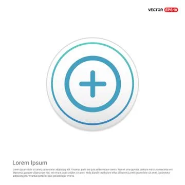 Plus Icon - white circle button Illustrazione stock