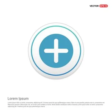 Plus Icon - white circle button Illustrazione stock