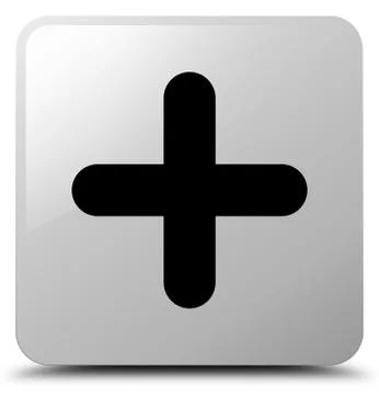 Plus icon white square button Illustrazione stock