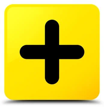 Plus icon yellow square button Stock Illustration