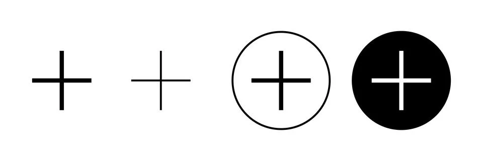 Plus Icons set. Add plus sign and symbol Stock Illustration