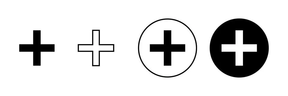 Plus Icons set. Add plus sign and symbol Stock Illustration