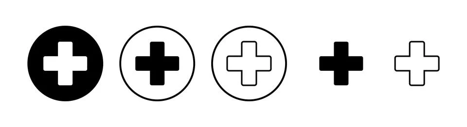 Plus Icons set. Add plus icon. Addition sign. Medical Plus icon Stockillustratie