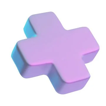 Plus Math operation 3D plastic style vector icon, mathematic yellow symbol Illustrazione stock