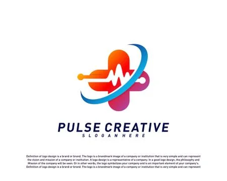 Plus Medical Pulse or Wave logo design concept. Healthcare Pulse logo templat Stock Illustration