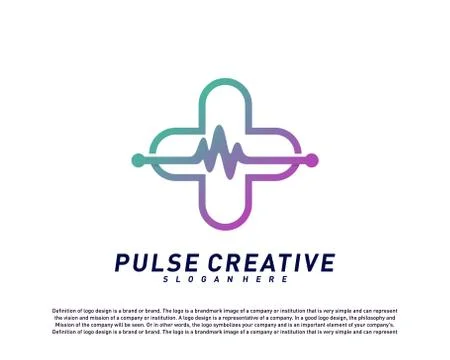 Plus Medical Pulse or Wave logo design concept. Healthcare Pulse logo templat Stock Illustration