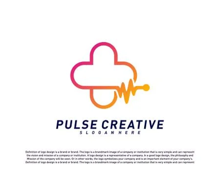 Plus Medical Pulse or Wave logo design concept. Healthcare Pulse logo templat Stock Illustration