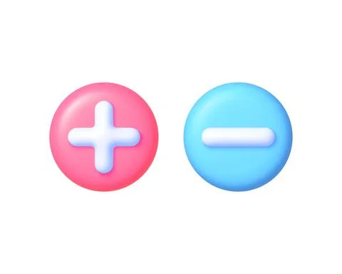 Plus minus in 3d style on white background. 3d cartoon vector icon. イラスト素材