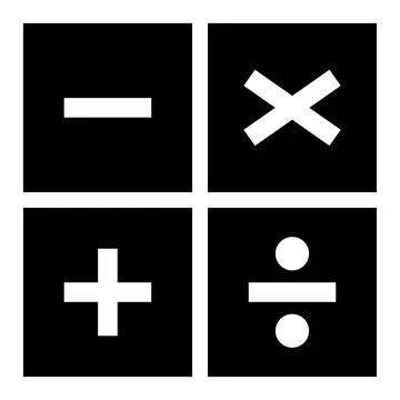 Plus, minus, multiply and devide to mathematics symbol, education maths icon, Stock Illustration