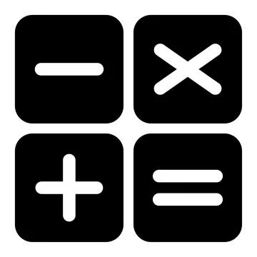 Plus, minus, multiply and equal to mathematics symbol, education maths icon, Stock Illustration