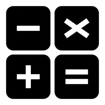 Plus, minus, multiply and equal to mathematics symbol, education maths icon, Stock Illustration