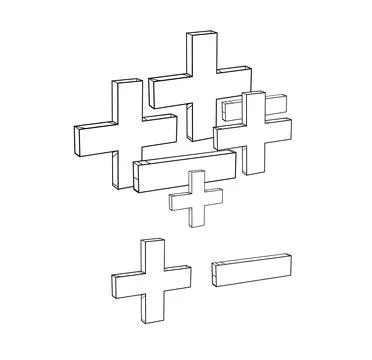 Plus Minus Sign Abstract Composition Stock Illustration