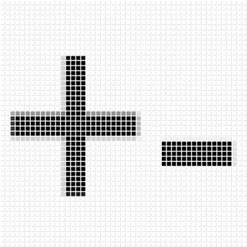 Plus, minus. Simple geometric pattern of black squares in plus, minus Stockillustratie