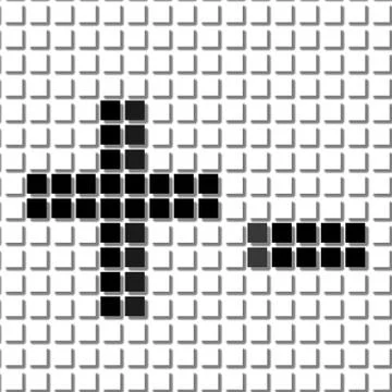 Plus, minus. Simple geometric pattern of black squares in plus, minus Stock Illustration