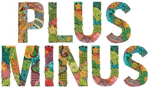 PLUS MINUS. Vector decorative zentangle object for decoration Stock Illustration