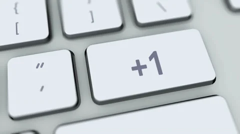 Plus one +1 button on computer keyboard. Key is pressed Stock Footage 35645397