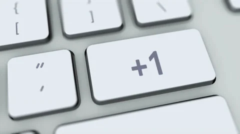 Plus one +1 button on computer keyboard. Key is pressed, click for HD Stock Footage 35646852