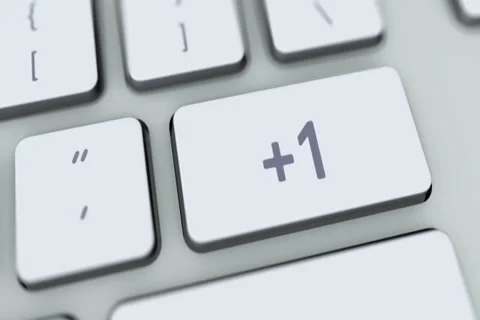 Plus one +1 button on computer keyboard. Key is pressed, click for HD Stock Footage 35648260