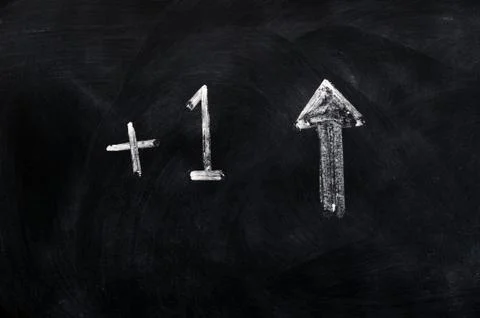 Plus one with an up arrow Stock Photos