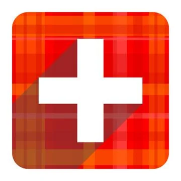 Plus red flat icon isolated. Stock Illustration