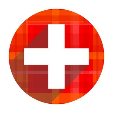 Plus red flat icon isolated. Stock Illustration