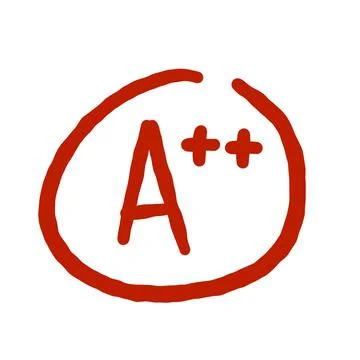 A Plus Red Grade Mark. School excellent test and exam. Stock Illustration