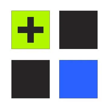 Plus sign and solid blocks 2D cartoon object Illustrazione stock