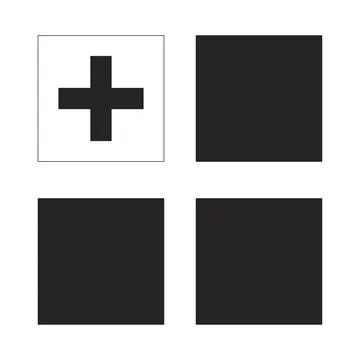 Plus sign and solid blocks 2D black filled object 스톡 일러스트