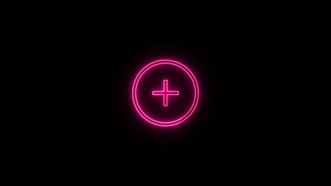 Plus sign in circle on black background Stock Footage 306030471