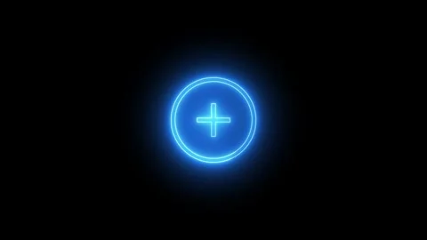 Plus sign in circle on black background Stock Footage 306030476