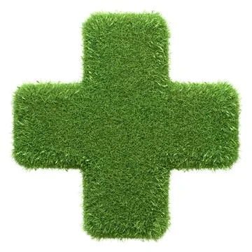 A plus sign crafted from green grass Stock Illustration
