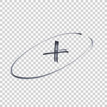 The plus sign highlighted with a circle drawn with black marker 스톡 일러스트