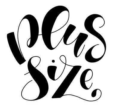 Plus size black lettering isolated on white background. Vecton illustration Stock Illustration