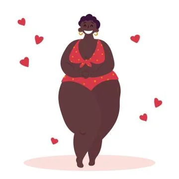 Plus size body positive african american woman Stock Illustration