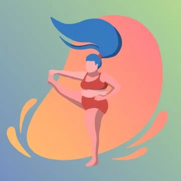 Plus size girl does pose of yoga. Body positivity and love for you body. Stock Illustration