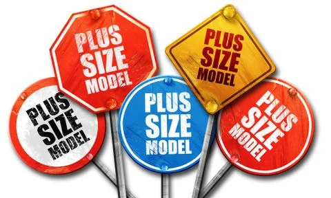 Plus size model, 3D rendering, street signs Stock Illustration