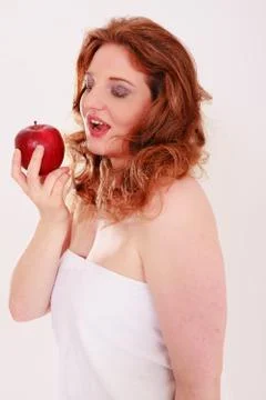 Plus-size model with Apple Stock Photos