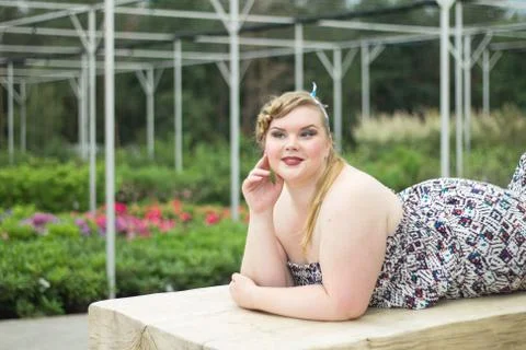 Plus size model  black bra xxl woman Young beautiful busty curvy Stock Photos