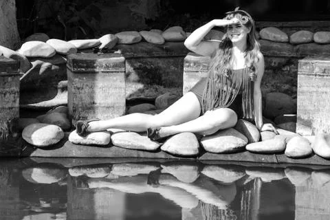 Plus size model  black bra xxl woman Young beautiful busty curvy Stock Photos