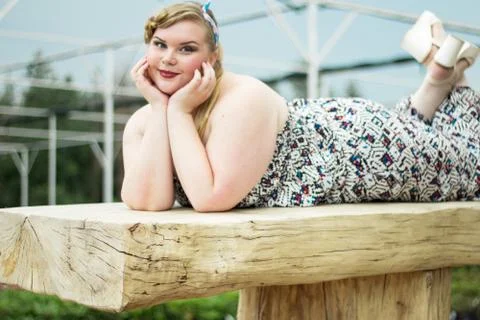 Plus size model  black bra xxl woman Young beautiful busty curvy Stock Photos