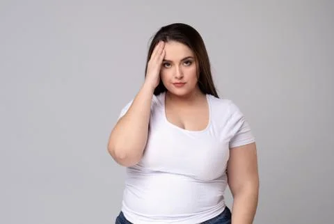 Plus Size Model With Headache Stock Photos