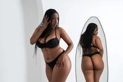 Plus size model in lingerie fat sexy curvy African black woman in